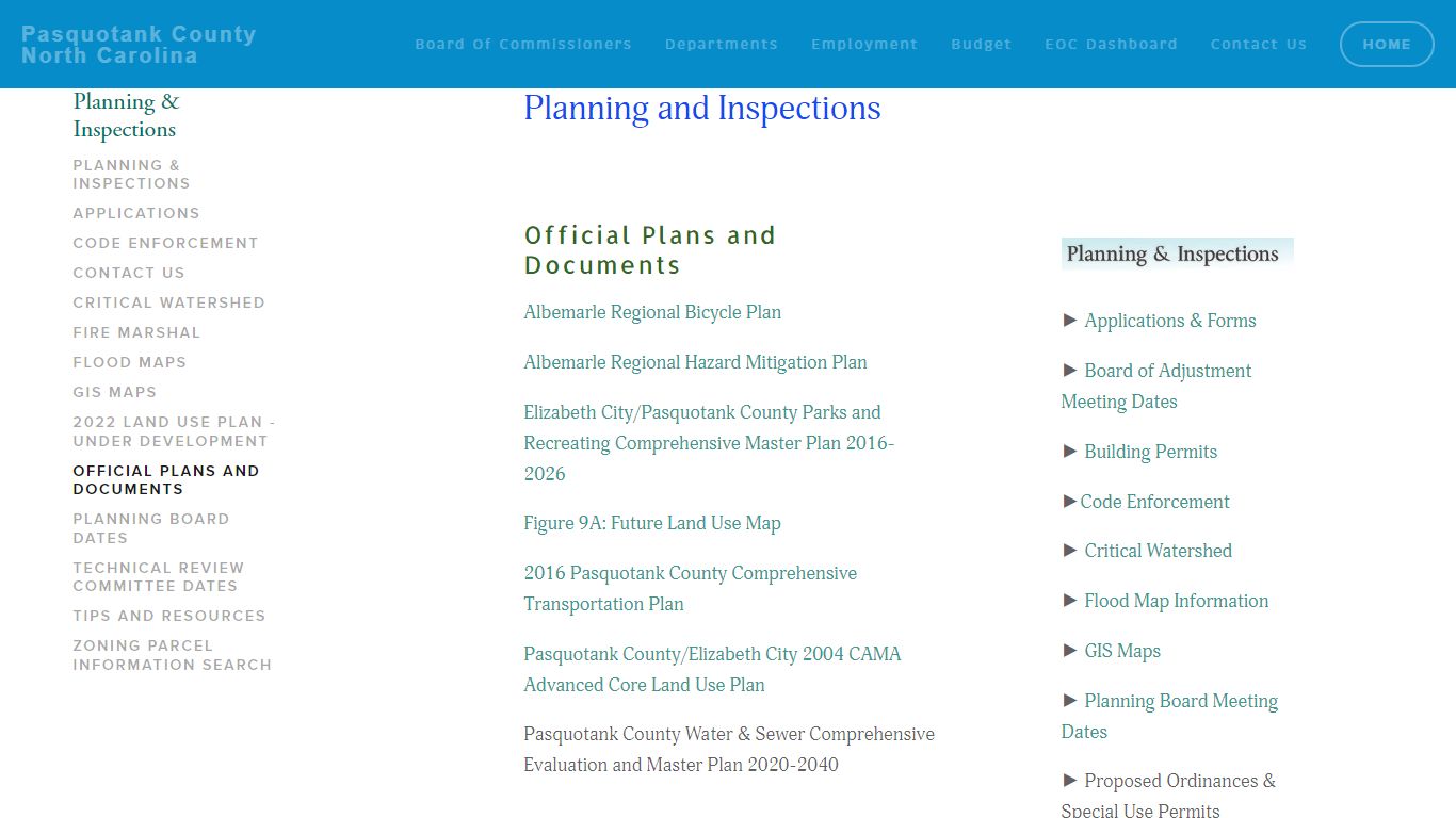 Official Plans and Documents — Pasquotank County North Carolina